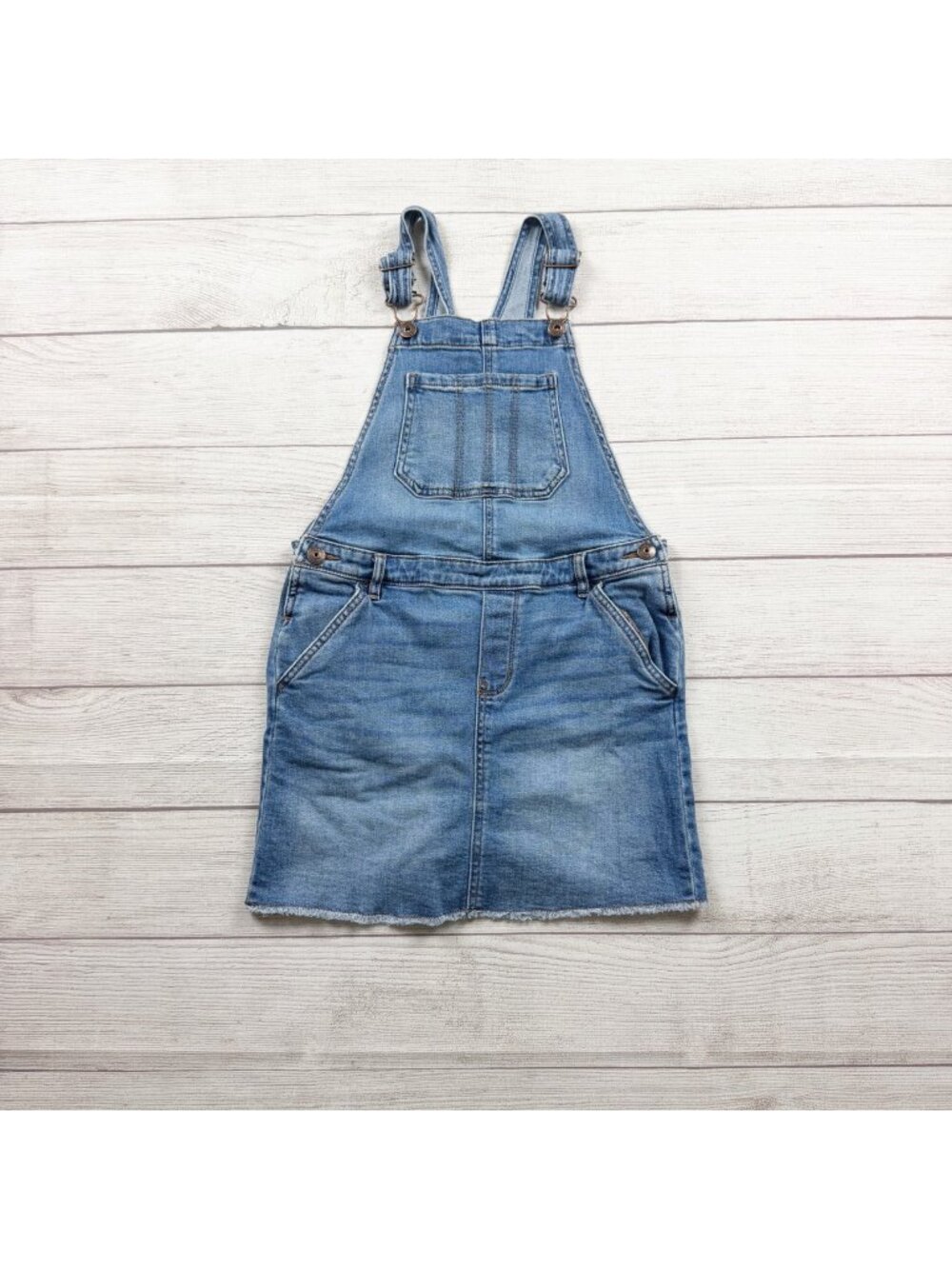 OshKosh BGosh Girls Denim Overall Dress Skirtalls Adjustable Straps Pockets 10